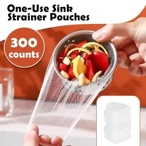 300 Counts Disposable Dishwashing Sink Drain Bags – Fine Mesh & Stretchable for  Collecting Kitchen Food Waste Garbage