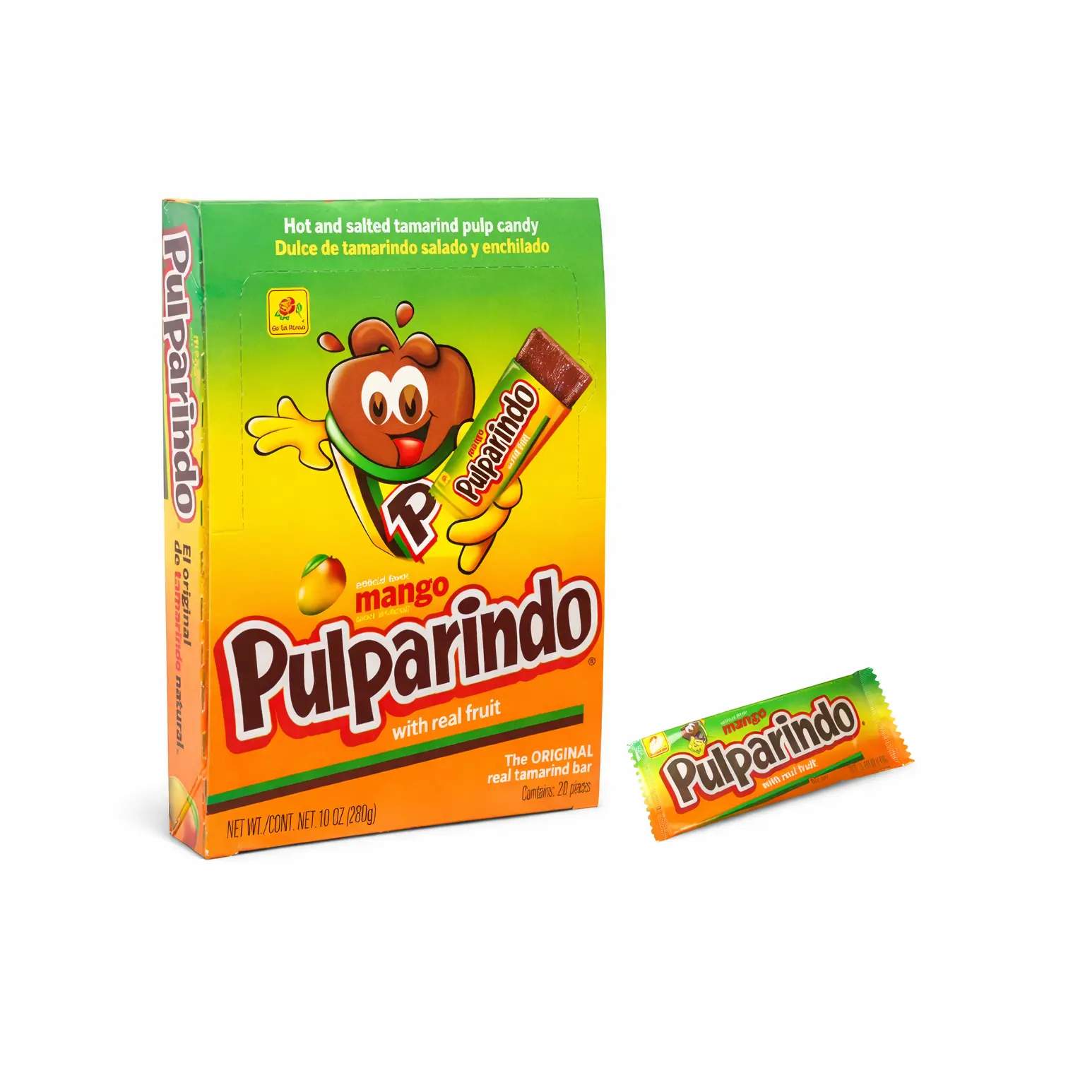 De La Rosa Pulparindo Mango Tamarind Candy -20 Bars-Sweet, Salty, and Spicy Flavor