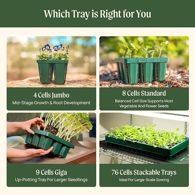 Vego garden Giga Seedling Trays 9-Cell UV-Resistant Reusable Starter Trays for Greenhouse/Garden (No Lids)