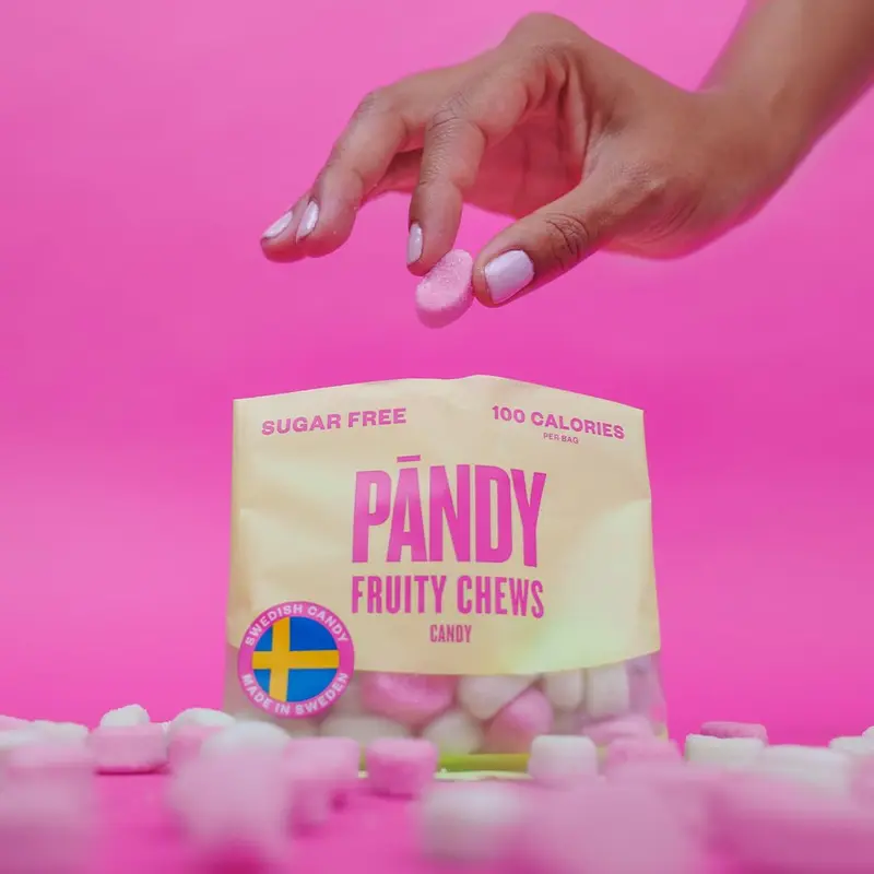 Pandy Swedish Candy Sugar Free Candy - Swedish Candy Mix 4 Flavors - Diet Candy Keto Gummy Low Calories Snacks - Healthy Foam Sweets Pack of 8 x 1.8oz