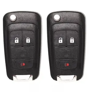 Set of Two 3 Button Remote Keyless Entry Flip Key Replacement for Chevrolet Equinox, Sonic Hatchback, Spark, Trax 2010 - 2018 FCC ID: OHT01060512, IC: 5461A-01060512