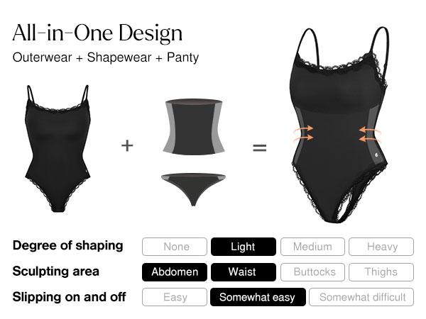 Popilush Lace adjustable Strap Bust BodySuits Women - Going Out Cute Tops Square Neck Sleeveless Tummy Control Mesh Feminine Seamless Elegant Camisole Concert Outfits Spaghetti Strap Womenswear