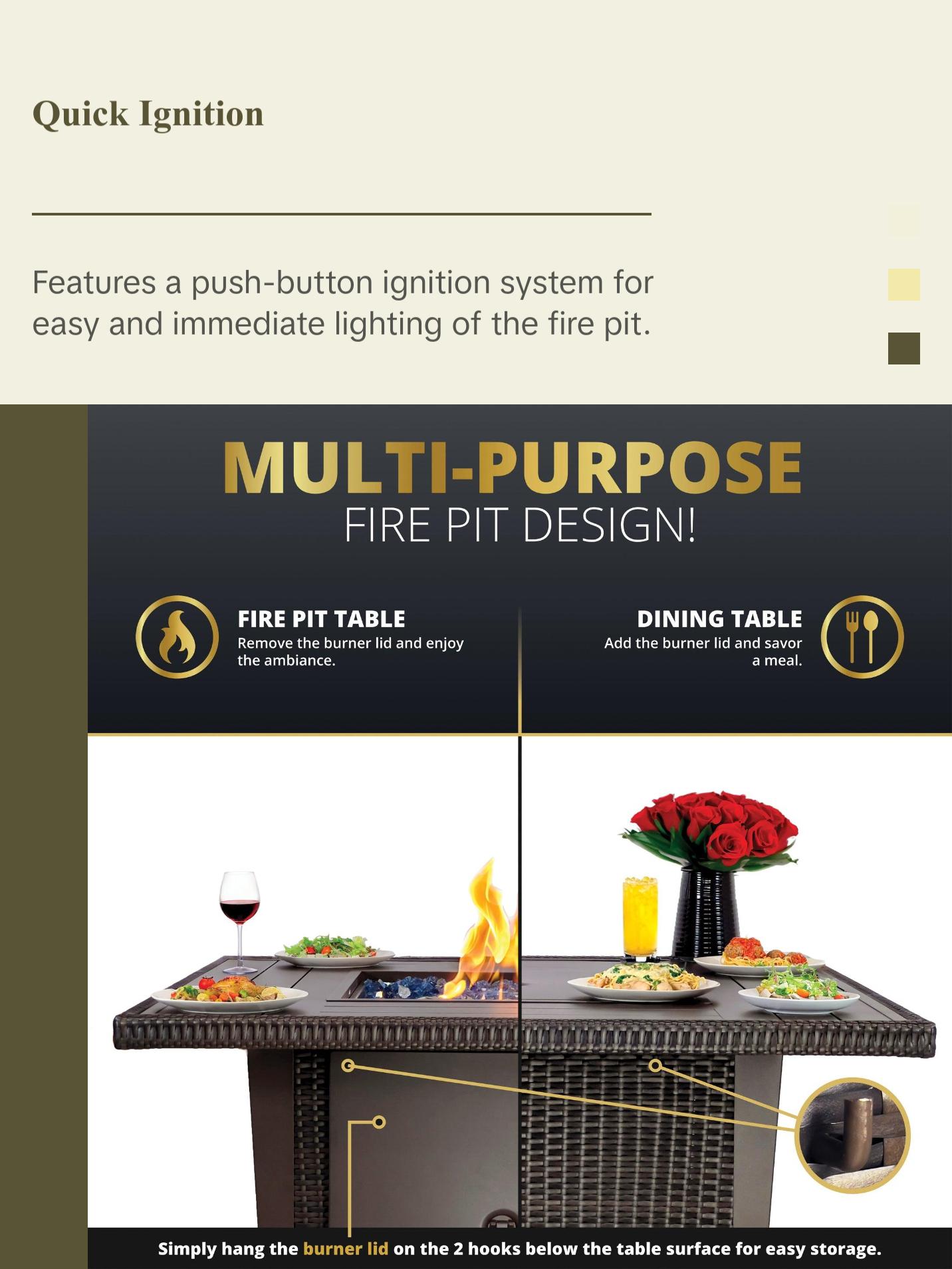 Ethan 5-Piece Outdoor Fire Pit Table Set for Patio