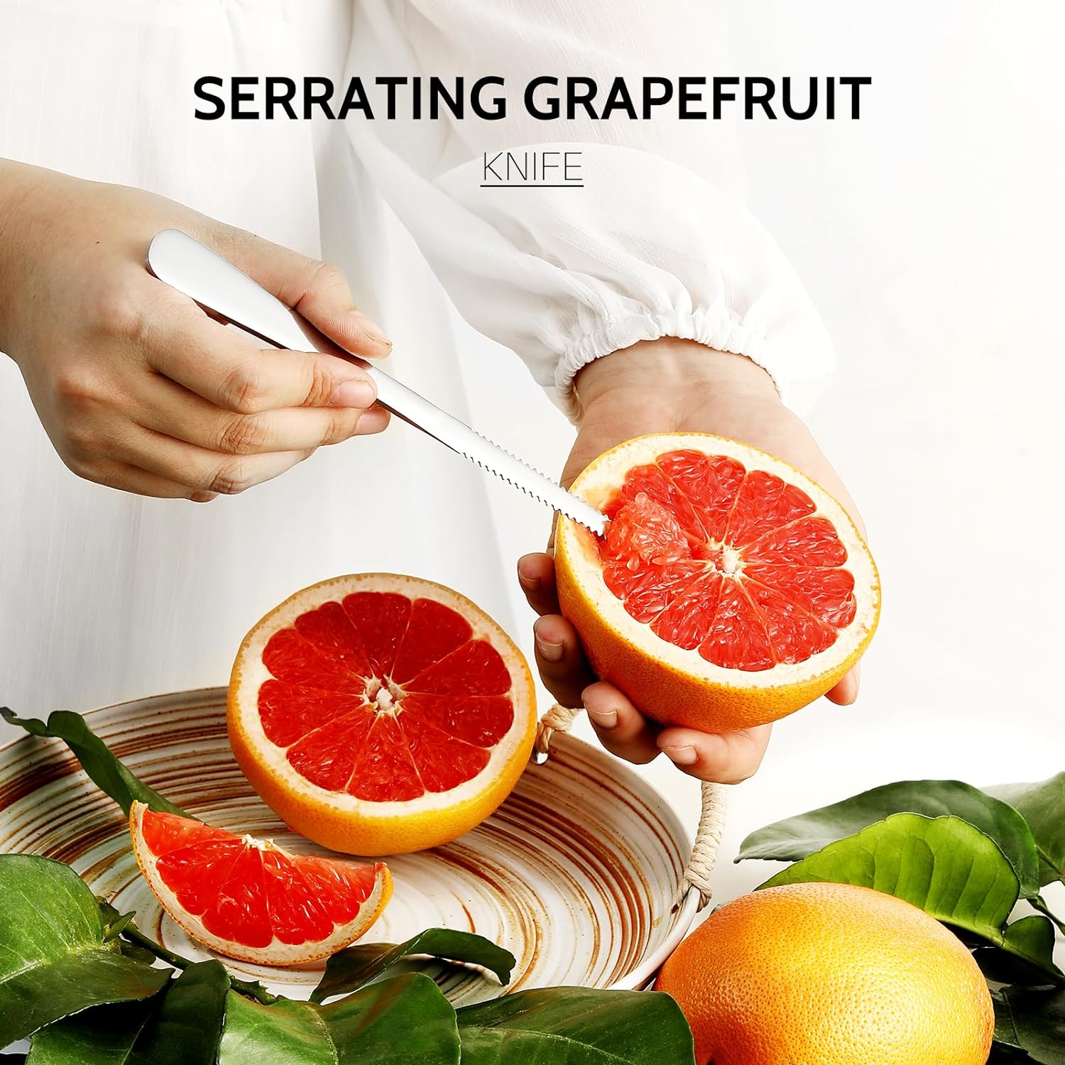 4-piece Grapefruit Spoons and Grapefruit Knife, 18/8 Stainless Steel Cutlery Tableware