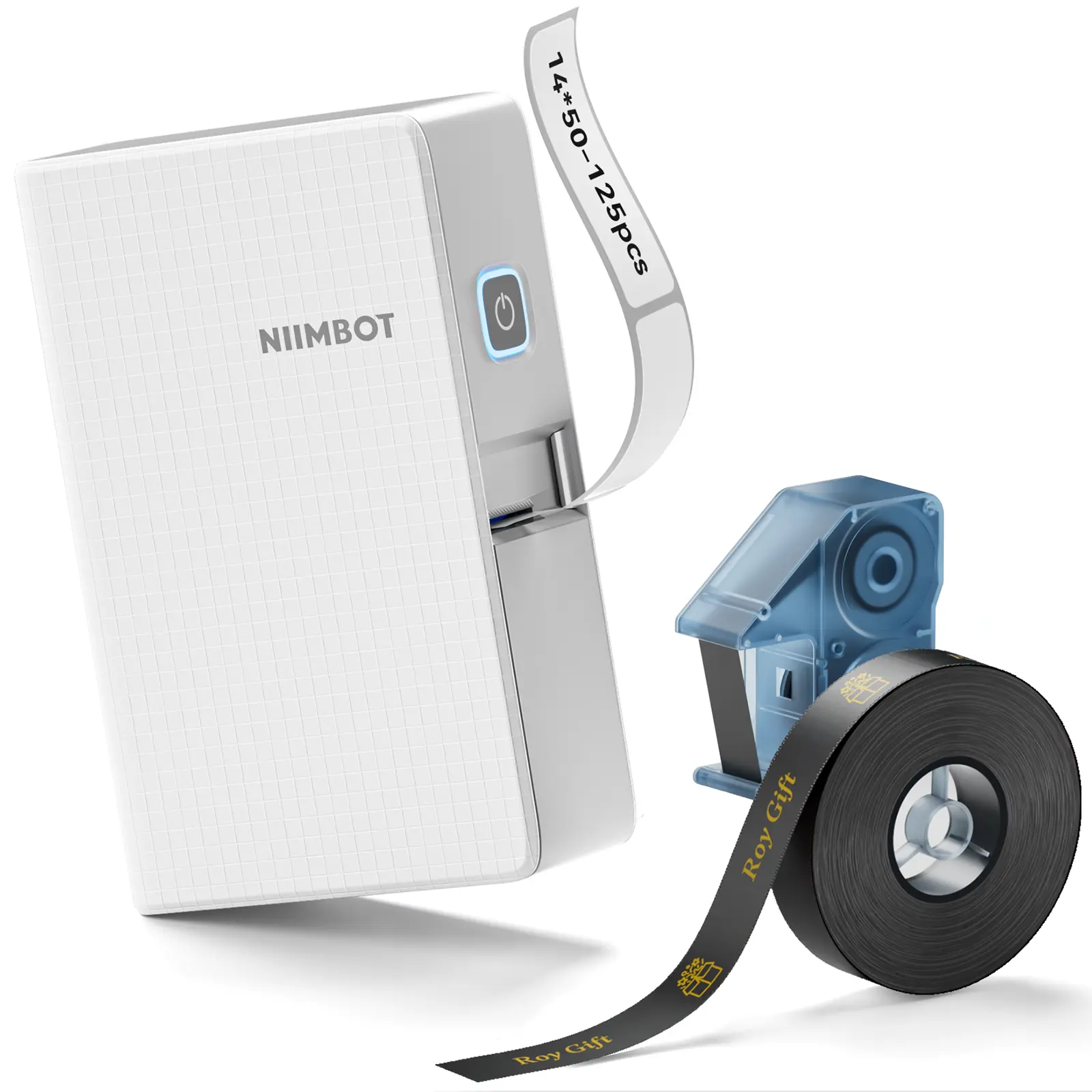 NIIMBOT N1 Wireless Bluetooth Label Maker with Tape - App Editing, Rechargeable Mini Sticker Labeler, Monochrome & Color Ribbon Printing, Office Accessories, Batteries Included for Home Office, White, Fathersday Gift