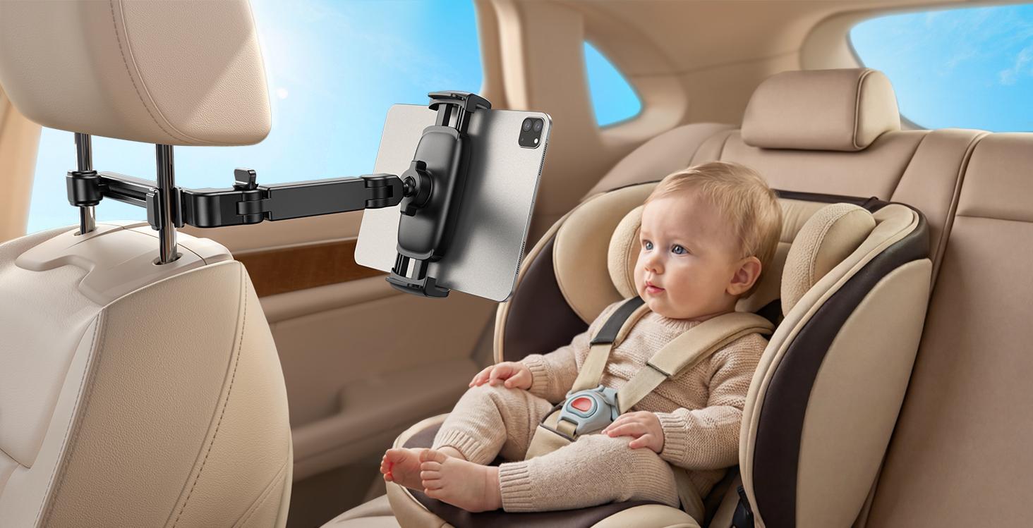Lamicall Car Headrest Phone and Tablet Holder with 360° Rotating Extension Arm, Fits 4.7–13‑inch iPad and iPhone, Universal Travel Must-Have for Kids, Universal Smartphone Holder, Car Phone Mount, Car Cellphone Moun