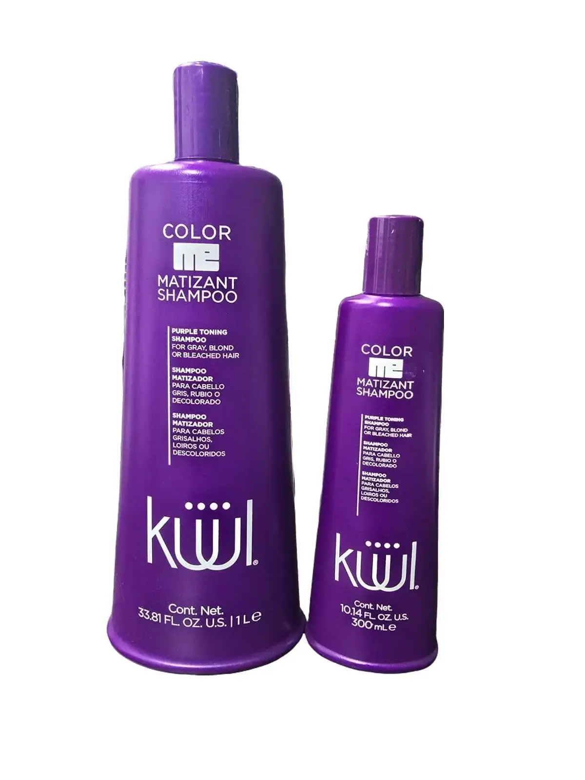 KUUL Color Me Matizante Violet Blonde Shampoo - Gentle Hair Care Cleanser for Blonde & Silver Hair, Amino Gen Complex, UV Protection, 33.81 fl oz & 10.14 fl oz Haircare