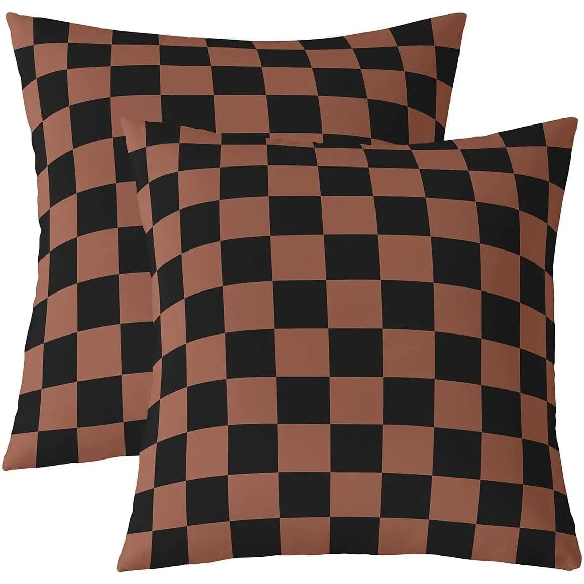 Checkered Throw Pillow Covers Women Men Brown Black Plaid Cushion Covers 6x 6 Inches Cute Retro Neutral Checkerboard Geometric Vintage Aesthetic Room Decor