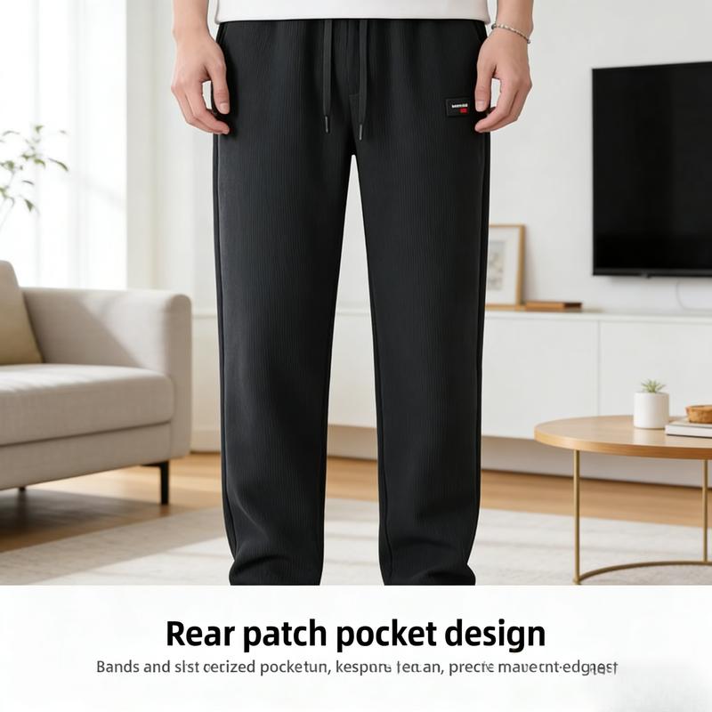 2PCS Striped Pants Thick-Waist Spring-Autumn Men's Casual Pants, Loose Pants, Straight-Leg Pants, Fashionable Men's Pants, Comfortable Fabric, Stripes