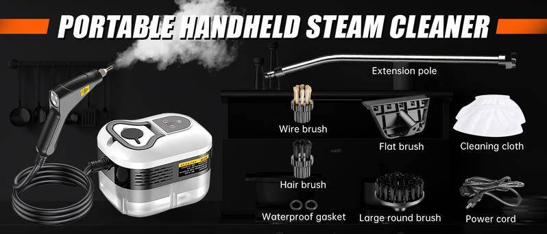 【VALENTINE'S DAY】SRGARH  Handheld Steam Cleaner for Home & Car, Multi-Steam Settings with 15s Fast Heat-Up, 250°F Deep Cleaning for Kitchen/Bathroom/Floors
