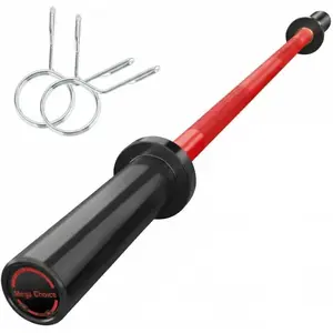 4ft Olympic Barbell & EZ Curl Bar, 500 lb Capacity, Knurled Grip for Weightlifting,Deadlifts, Biceps - Fits 2" Plates with 2 Spring Collars,Black&Red