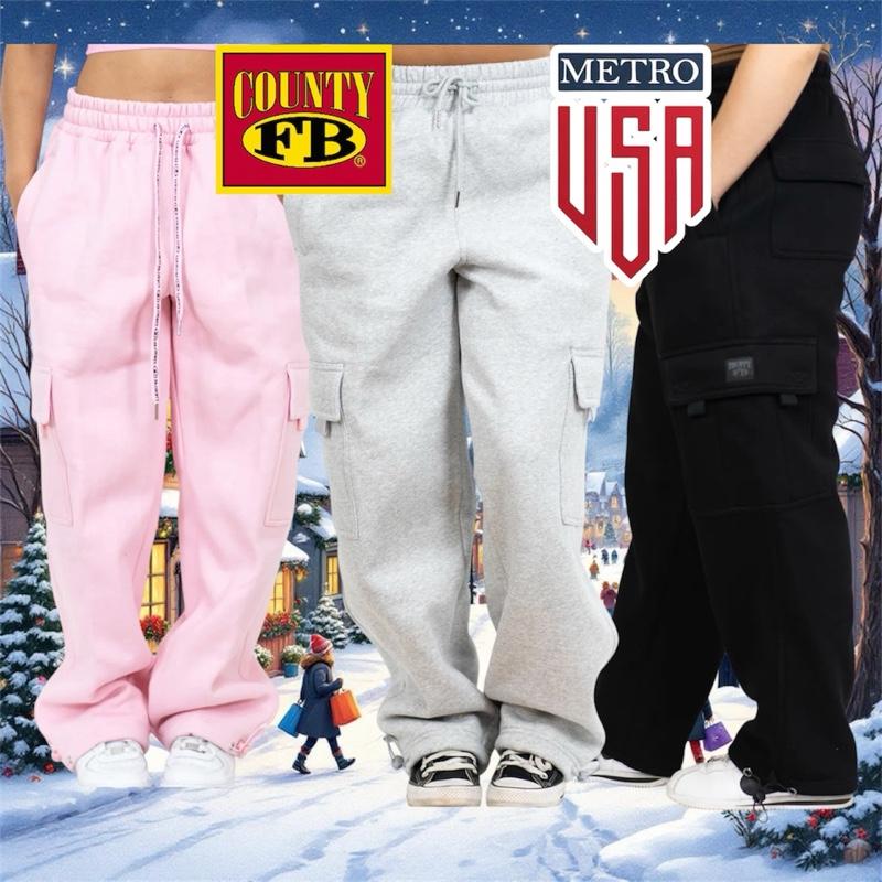 FB County Heavyweight Cargo Sweatpants Fleece Pocket Fit Polyester Loose Fit 13oz 60% Cotton 40% Polyester Menswear Plain Utility Trouser