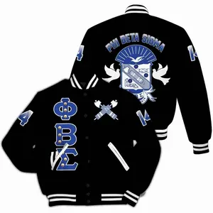 ΦΒΣ Varsity Jacket, Dove Black Duo Royal Blue Style 1914 Fraternity Jacket 4567 UHB