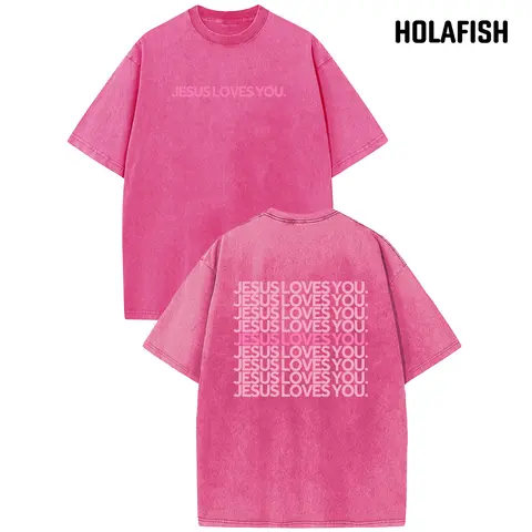 Holafish Women's Vintage Round Neck Acid Washed Oversized Half-Sleeve Soft Cotton Gospel Faith Statement T-Shirt - Everyday Fit, Summer Casual Style Top