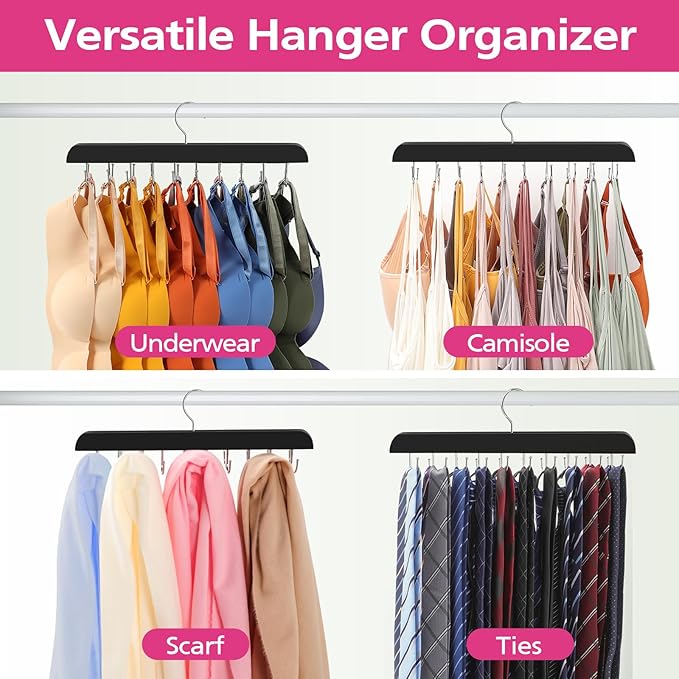 20-Hook Foldable Bra & Tank Top Hanger, Stainless Steel Metal Adjustable Closet Organizer, Room Accessories Space Saver for Closet Storage [New Deal]