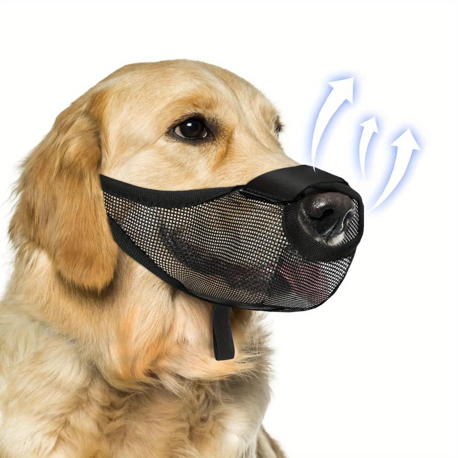 Mesh Dog Muzzle, Adjustable Breathable Dog Muzzle, Dog Mouth Cover for Prevent Biting, Licking, Chewing, Scavenging, Allows Drinking, Front Opening, Safety Features