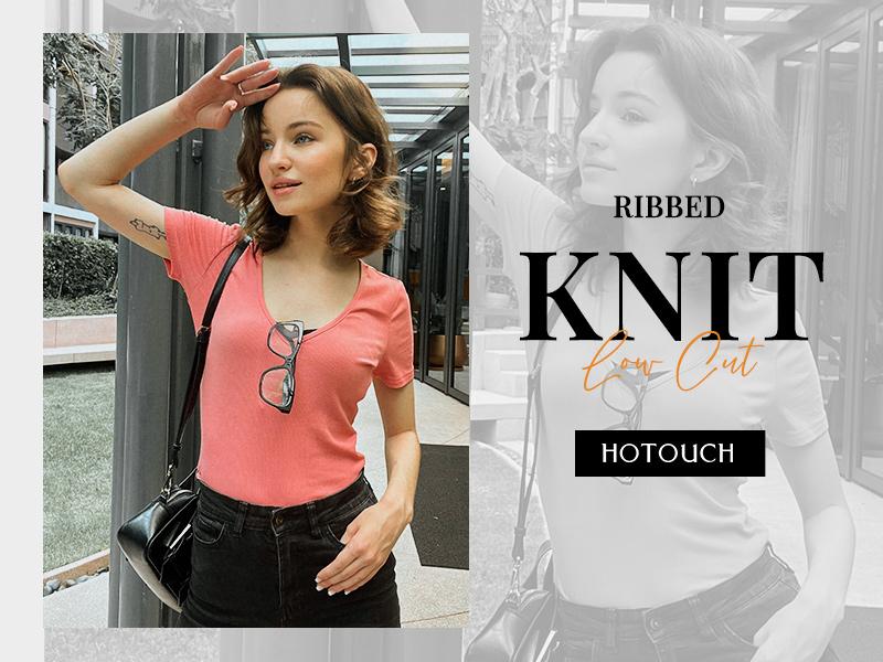 Women's Deep V Neck Tops for Women Sexy Low Cut Summer Ribbed Knit T Shirts Slim Fit Stretchy Basic Fashion Tee