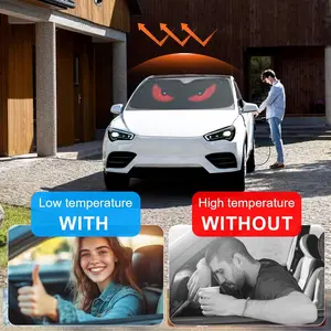 Evil Eyes Anti-UV Windshield Sunshade,55.12In*27.5In,Heat Protective,Front Window Visor Shield,Automotive Exterior Accessories,Ideal for Outing Parking