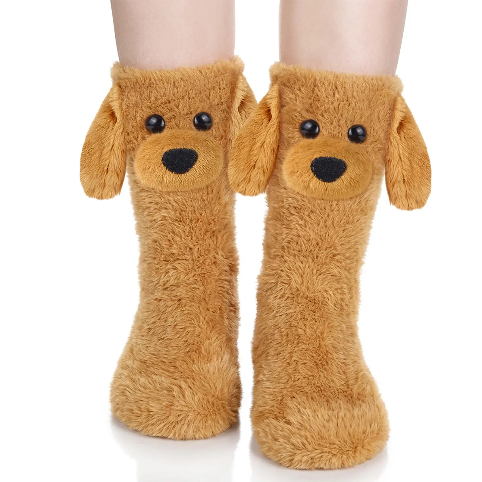 SuniSooci 3D Fuzzy Animal Slipper Socks with Dog, Highland Cow, Teddy Bear, Bunny & More Designs for Women and Teen Girls, Cozy Fluffy Novelty Socks, Cute Birthday Gifts and Christmas Stocking Stuffers