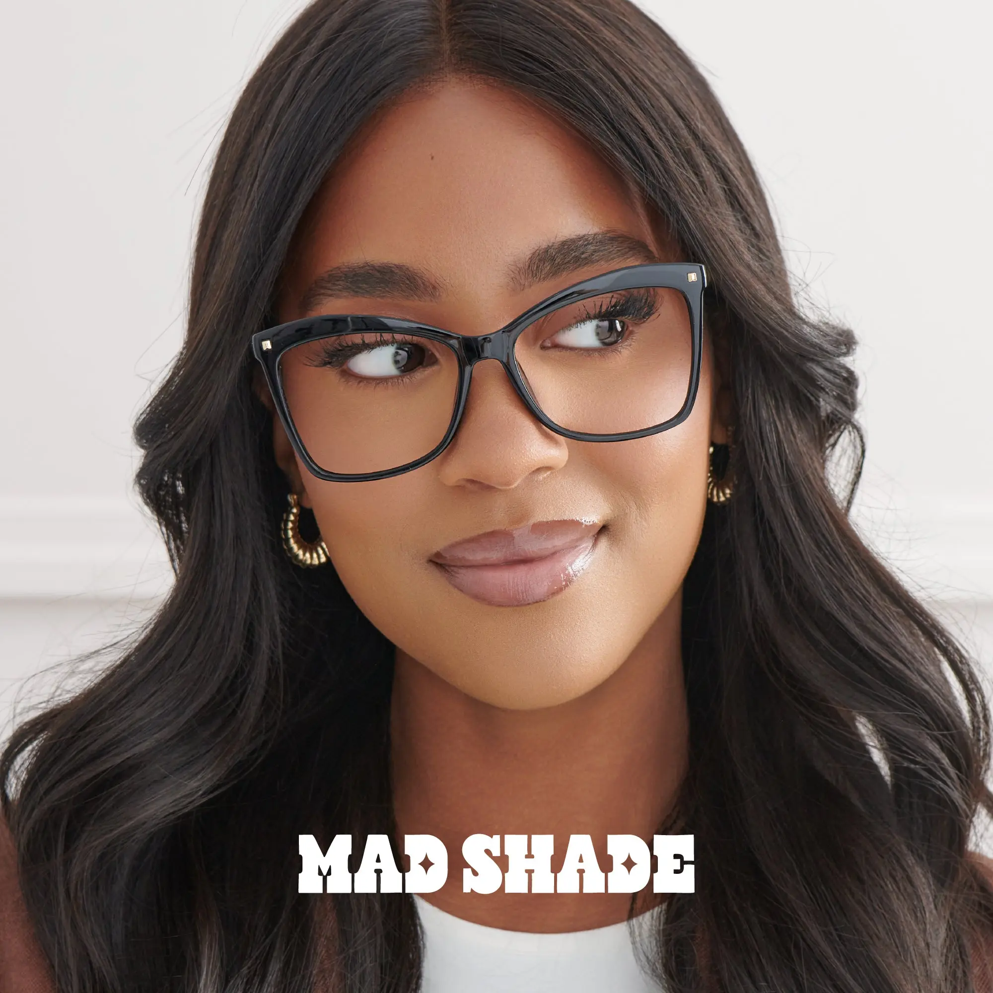 MadShade Black Cat Eye Fake Glasses with Gold Accents - Retro Clear Lens Eyewear MadShade Black Cat Eye Fake Glasses with Gold Accents - Retro Clear Lens Eyewear