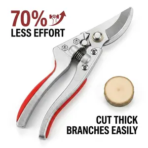8 Inch Heavy Duty Bypass Pruning Shears, SK5 Steel Blade Garden Shears with Aluminum Alloy Handle, 1 Inch Cutting Capacity Professional Pruners for Trees Shrubs Gardening