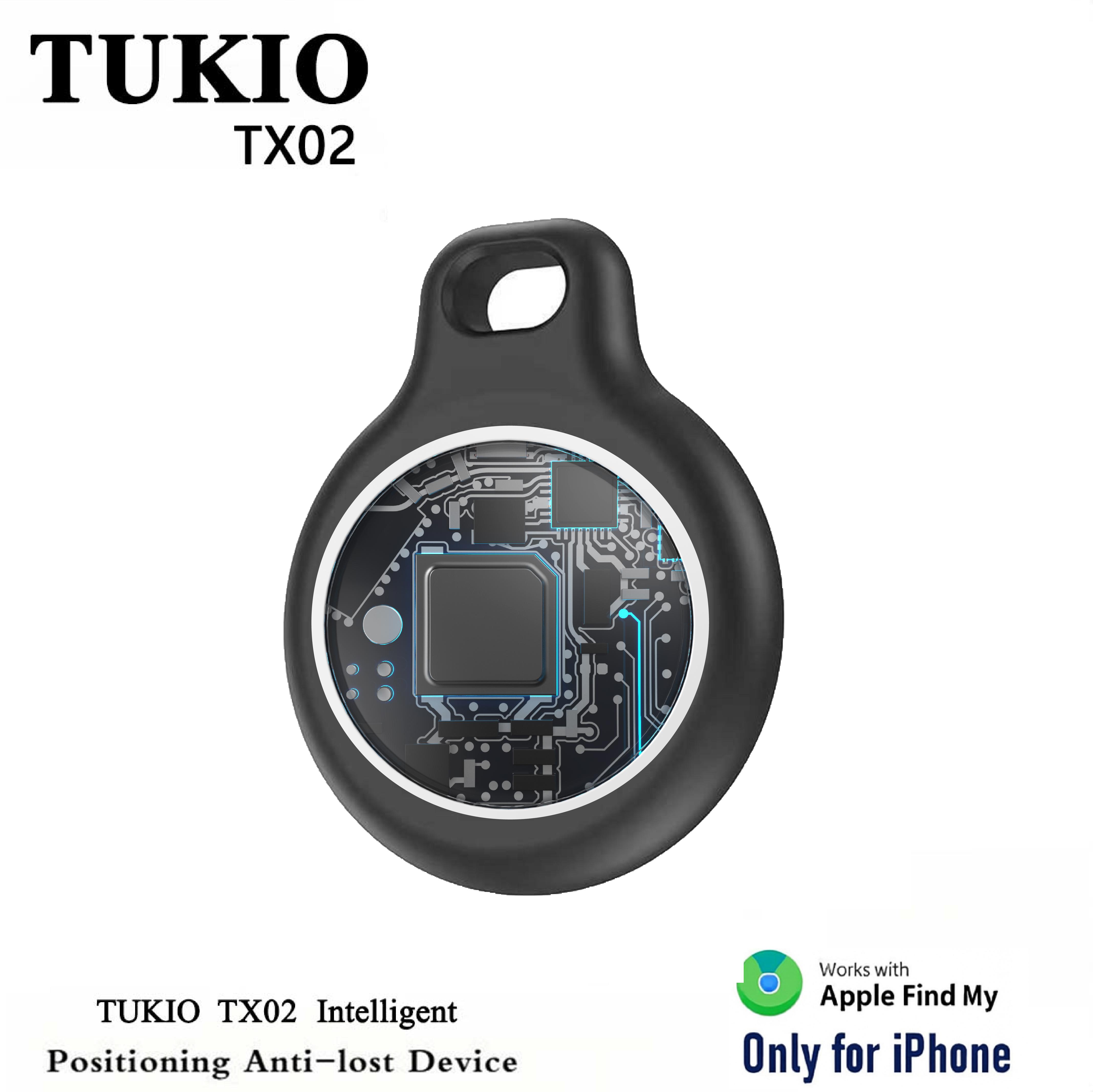 [Spring Deals] Tukio GPS Tracker(iOS Only) for Cars & Pets - Mini Clear Design, Weatherproof Case, Anti-Lost Device, Works with Apple Find My(iOS Only), IP67 Waterproof, Replaceable Battery Protection