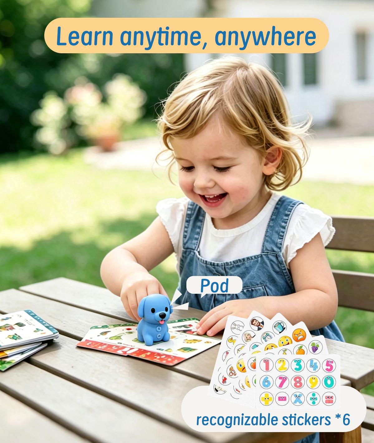 Talking Phonics Flash Cards with ReaderDog, Learn to Read with 81 Pages, 81 Sentences, 592 Words & 81 Stickers, Toddler Educational Learning Toys for Kids Ages 3–8, Kindergarten, 1st Grade, 2nd Grade, Interactive, Engaging Flashcards