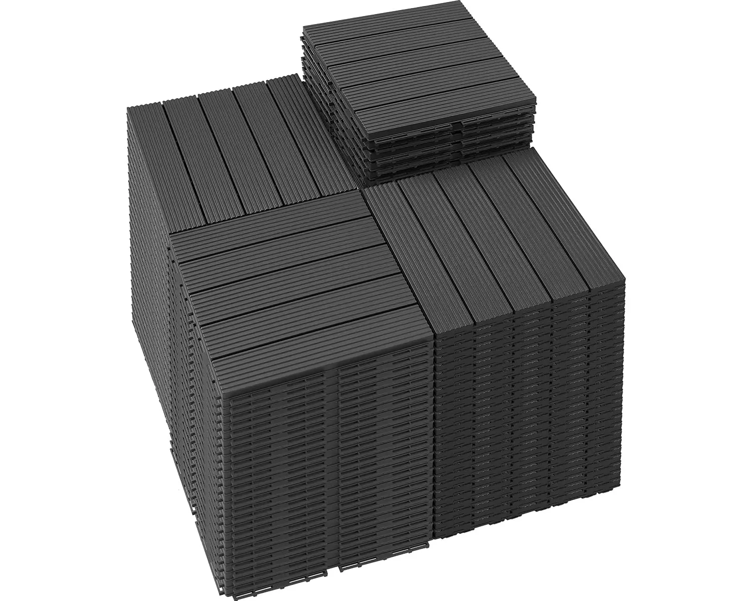 44-Piece Plastic Interlocking Outdoor Patio Tiles, 12x12 in Slip-Resist Waterproof Floor Decor, Suitable for Balconies, Backyards, All-Day Use, Dark Gray