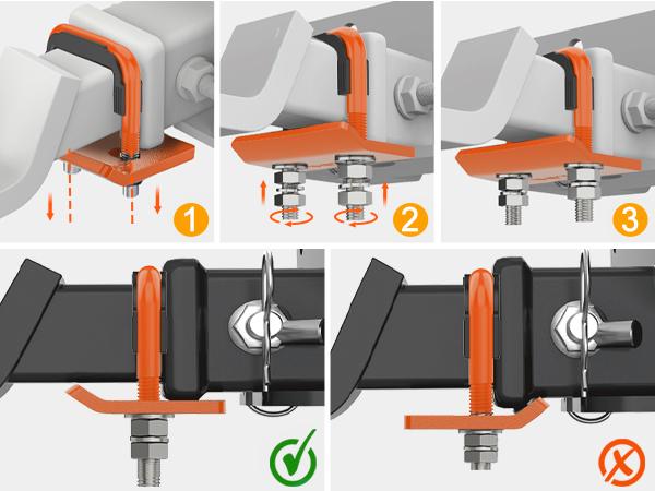 Nilight Trailer Hitch Tightener for 2 Inch Trailers Hitches Mount Anti Rattle Heavy Duty Steel with Rubber Cover Orange U Bolt Glossy Coating Plate Electrophoresis Anti-Rust Triple Protective