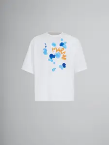 MARNI Bio Cotton T-shirt with Marni dripping print Mens Apparel