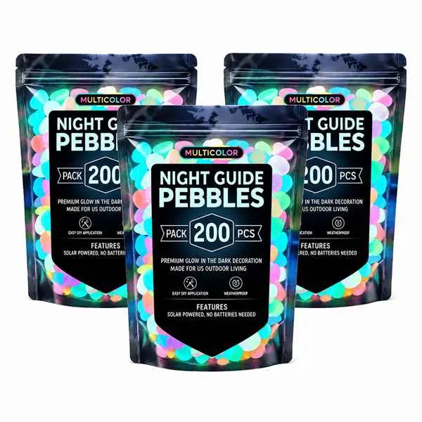 600-Piece Eco-Friendly Mixed Color Resin Glow-in-the-Dark DIY Garden Stones, Colored Night Guide Pebbles for Outdoor Pathways, Camping Site Markers with High Light Storage