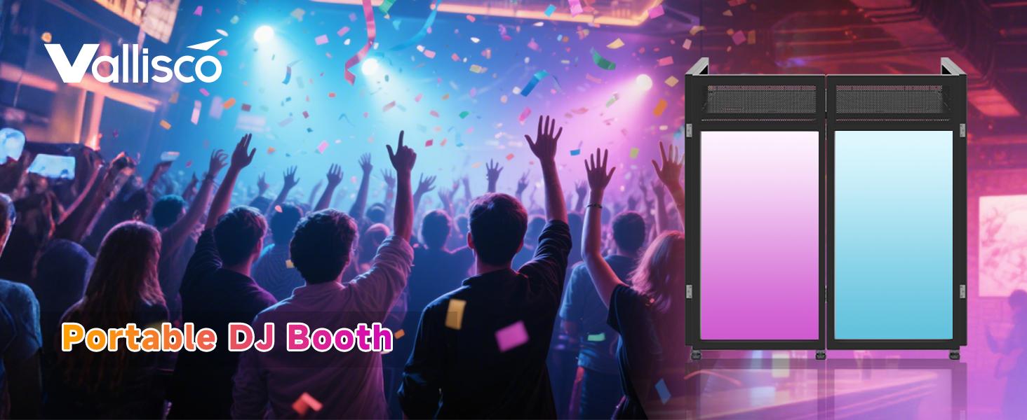 DJ Facade Booth Table 40" x 20" - Portable Detachable DJ Booth Table Station with Black/White Scrims & Carry Bag for Show, Party, Gathering