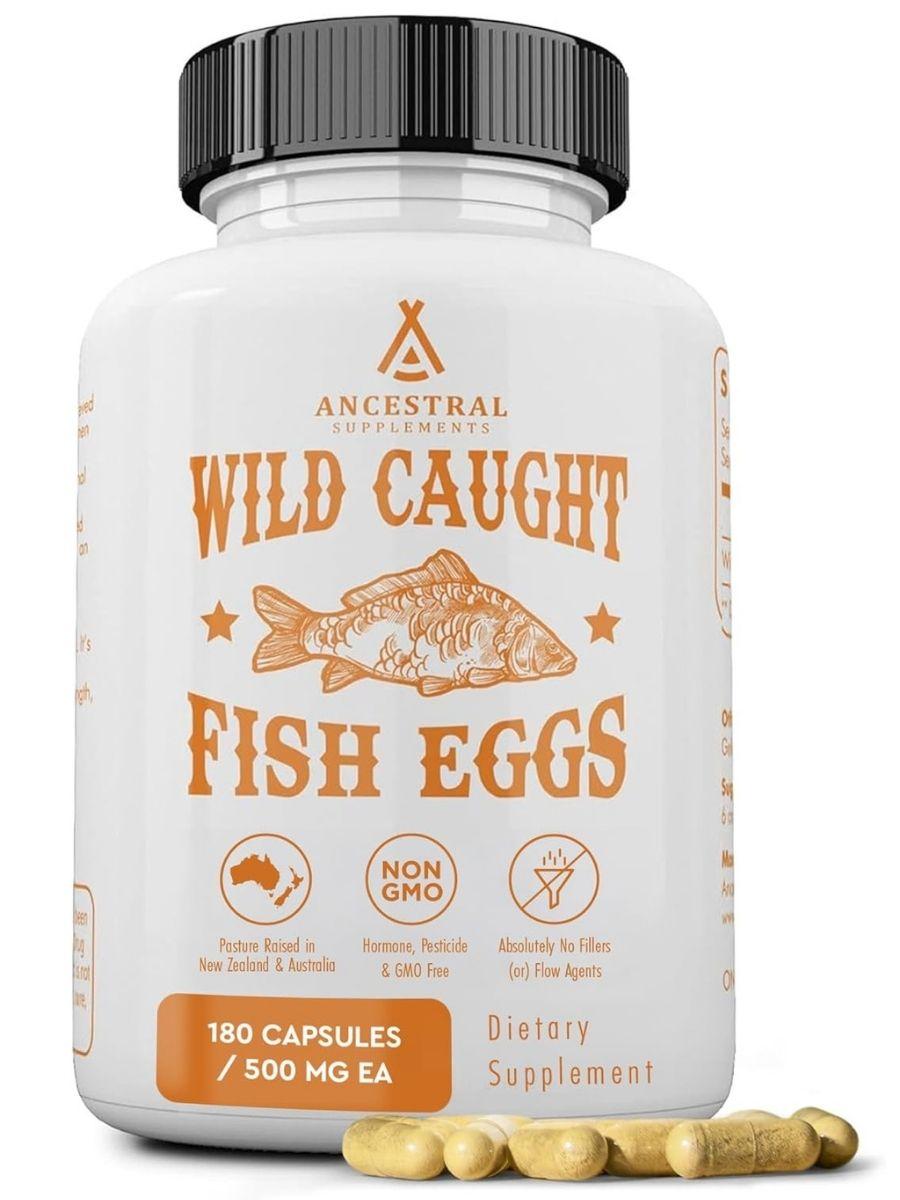 Ancestral Supplements Wild Caught Fish Eggs, 2400mg, Omega-3 Supplement Supports Brain, Heart, Fertility and Inflammatory Health, Whole Food Source of Vitamin D, K2, and A, Non-GMO, 180 Capsules Ancestral Supplements Wild Caught Fish Eggs, 2400mg, Omega-3 Supplement Supports Brain, Heart, Fertility and Inflammatory Health, Whole Food Source of Vitamin D, K2, and A, Non-GMO, 180 Capsules