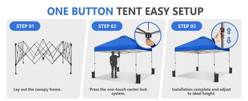 Suggestion CONCETTA SHADES 10x10 Pop Up Canopy Tent, Easy Setup, Instant Outdoor Canopy with Vented Top & Wheeled Bag, Heavy-Duty Steel Frame, Waterproof & UV-Resistant, White