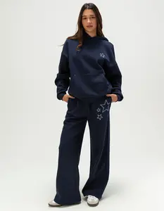 FULL TILT Embroidered Star Womens Wide Leg Sweatpants