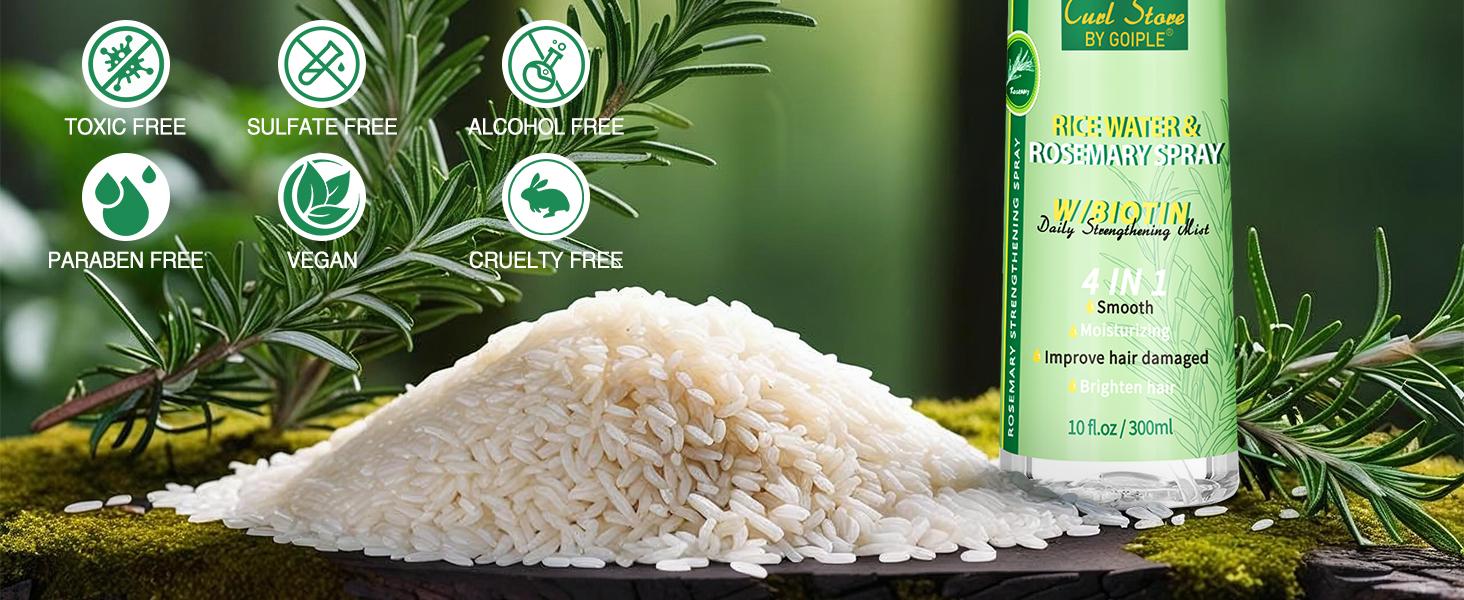 Rice Water Rosemary Spray - Rosemary & Rice Water Spray For Women & Men, Dry, Weak Hair, Thickening Haircare Organic