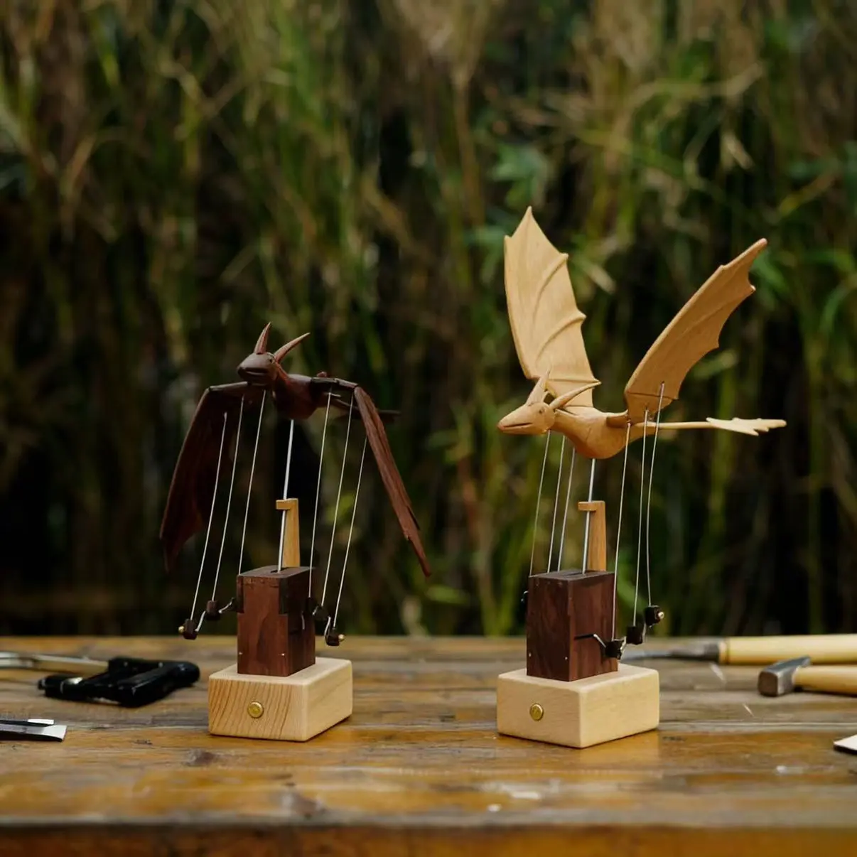Handcrafted Wooden Dragon Automaton Ornaments - Decorative Modern Home Decor, Natural Wood-Walnut Versions, Handmade by Time Slow Craftsmanship, 1.27x1.24x0.16 in, Perfect for Desks-Living Rooms homedecor