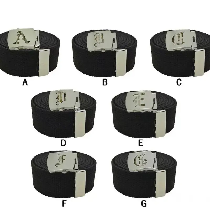 Initial Buckle with Belt - Personalized Accessory for Men and Women, Black Color, Military Canvas Design, Adjustable Buckle Vintage Western Belt Western Cowboy Belt