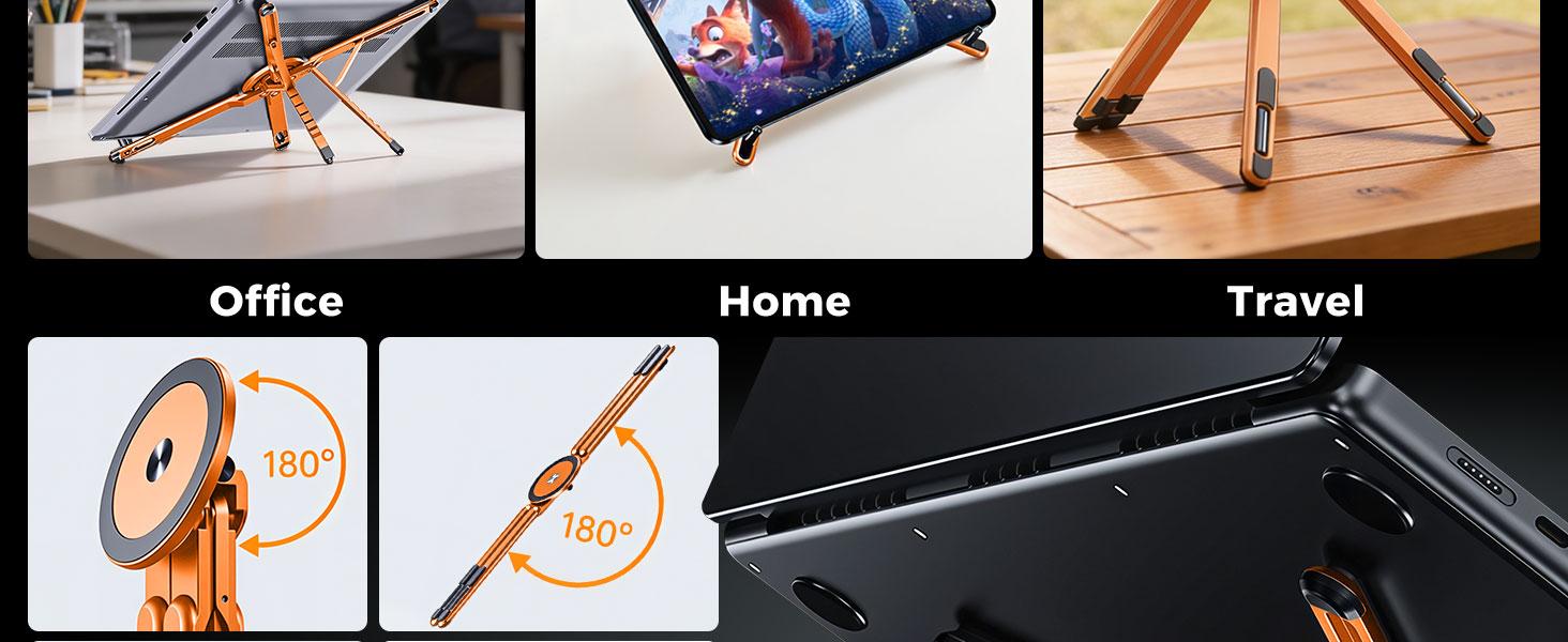 eSamcore Adjustable Laptop Stand for Desk, MagSafe Compatible Portable Foldable Computer Riser for MacBook, iPhone, iPad, Tablet - Lightweight Aluminum, N52 Magnetic Grip, Perfect for Office, Home, Traveling eSamcore Adjustable Laptop Stand for Desk, MagSafe Compatible Portable Foldable Computer Riser for MacBook, iPhone, iPad, Tablet - Lightweight Aluminum, N52 Magnetic Grip, Perfect for Office, Home, Traveling