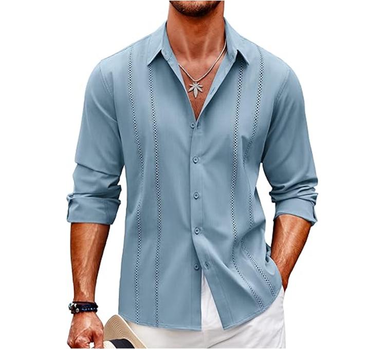 COOFANDY Men's Cuba Guayabela Shirt Short Sleeve Button Down Shirt Casual Summer Beach Linen Shirt, Fashionable Casual Business Shirt, Comfortabl Underwear e Fabric, Men's Choice COOFANDY Men's Cuba Guayabela Shirt Short Sleeve Button Down Shirt Casual Summer Beach Linen Shirt, Fashionable Casual Business Shirt, Comfortabl Underwear e Fabric, Men's Choice