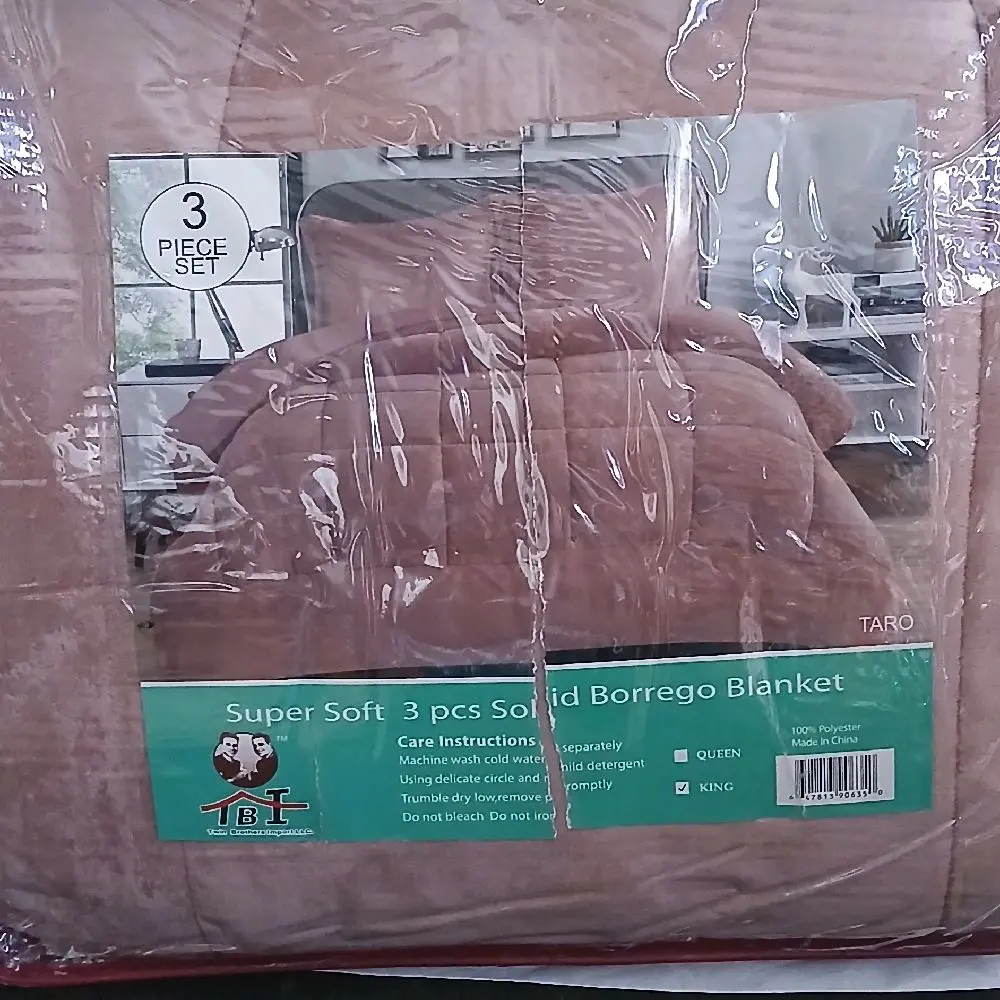super soft 3pcs solid Borrego blanket