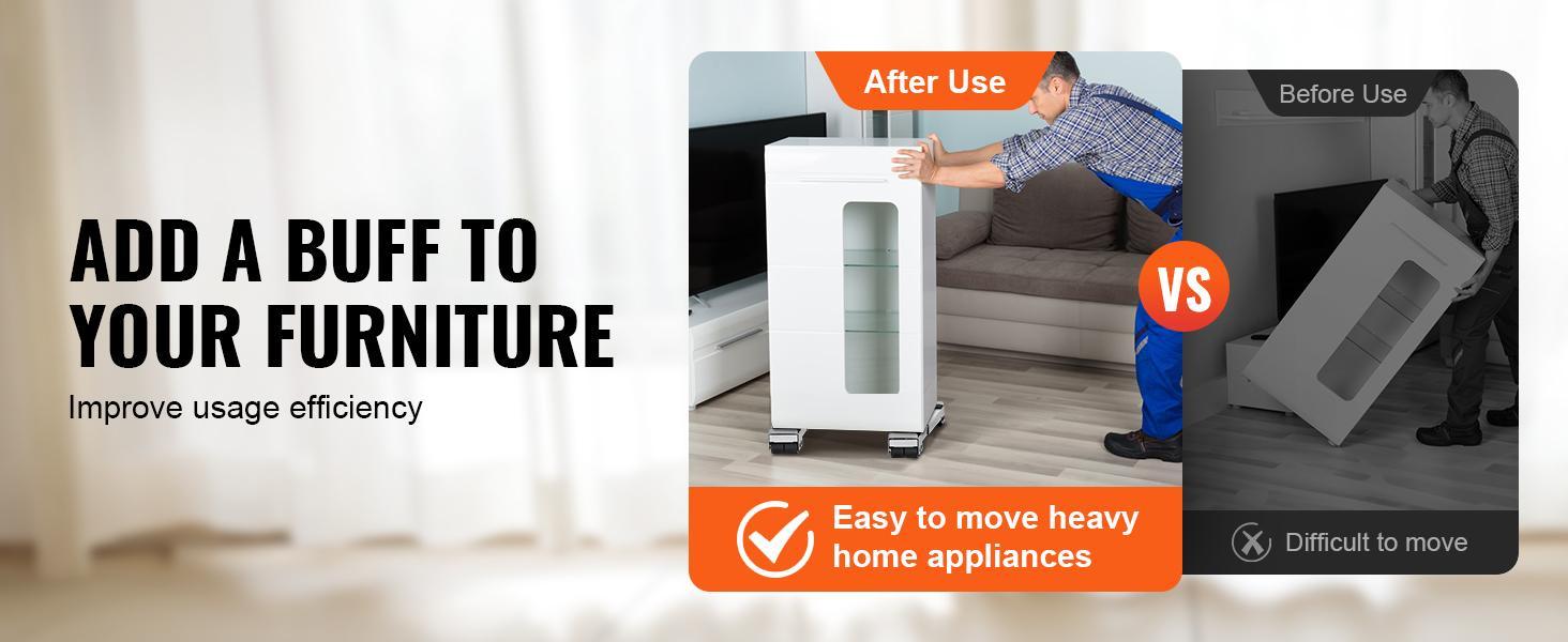 VEVOR Heavy Duty Furniture Appliances Rollers, 660 lbs Total Load, Extendable Appliance Rollers Mobile Washing Machine Base, Fridge Stand Dolly Movers for Refrigerators, Dryers, Dishwashers, White