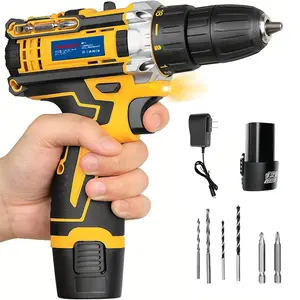 Cordless LED Variable Speed Drill Set,Drill set with 1 12V 1300mah lithium battery, charger, and 6 universal accessories,Rechargeable Small Machine for Home Use, Electric Wall Drill Driver Kit with Variable Speed,Camping accessories, practical gifts