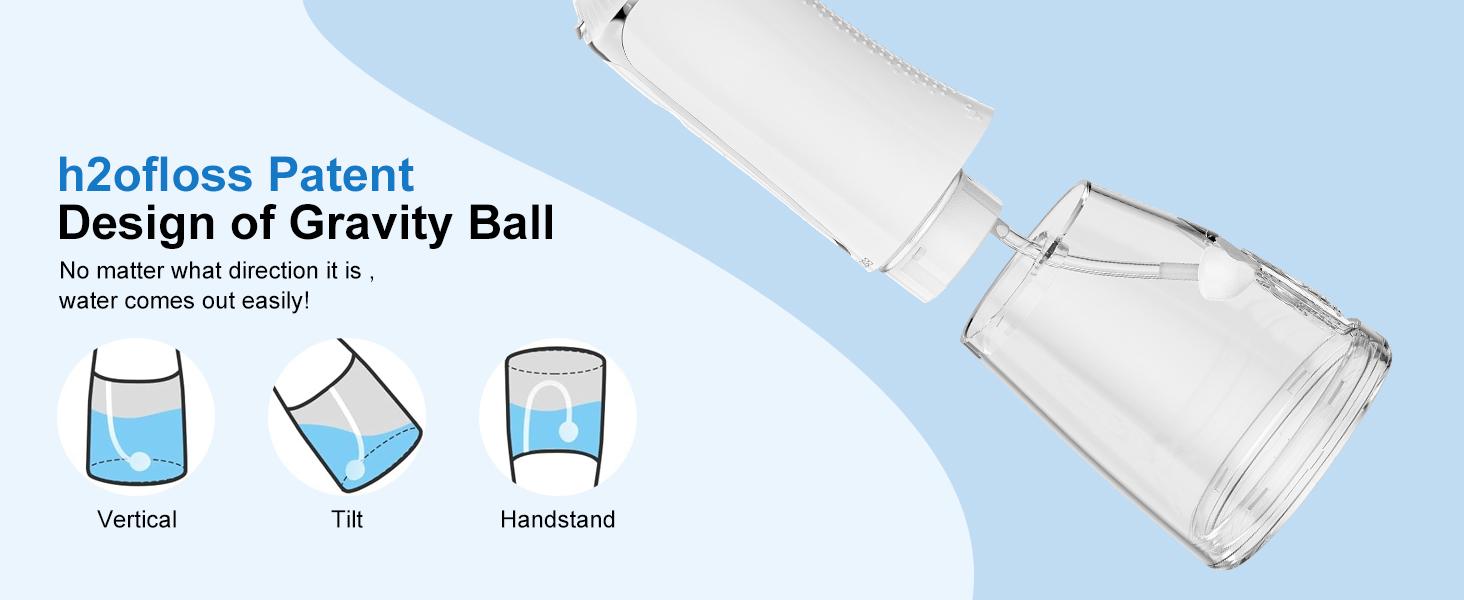 h2ofloss- Rechargeable Portable water flosser & Oral Irrigator – 300ML Water Tank, Whitening Tablets to Whiten Your Teeth, 5 Cleaning Modes, IPX7 Waterproof