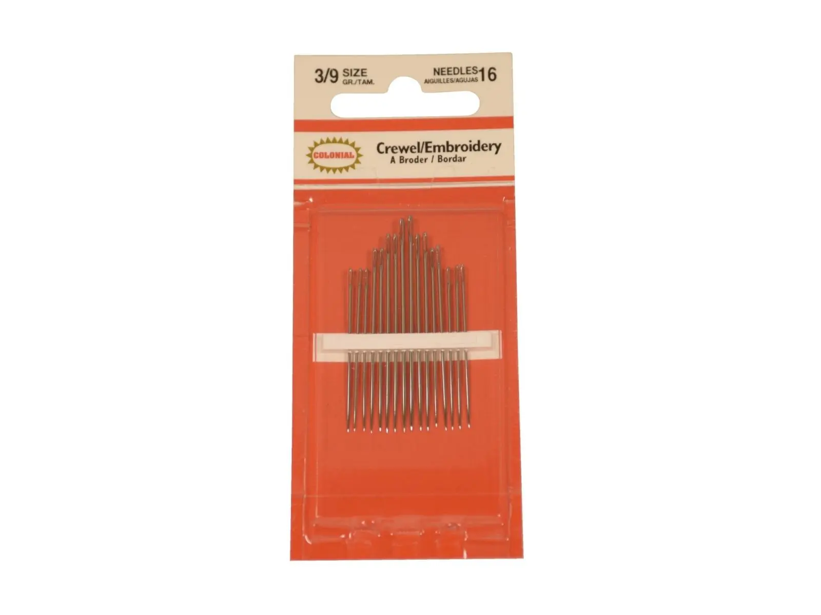 Colonial Needle 431933 Quality Materials Embroidery & Crewel Needle Assortment - Sizes 3-9, Pack of 16 - Ideal for Classroom Use & Various Sewing Projects