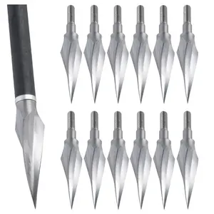 12pcs Silver Archery Arrowheads Aluminum Alloy Arrow Tips for Compound Recurve Bow Hunting Practice