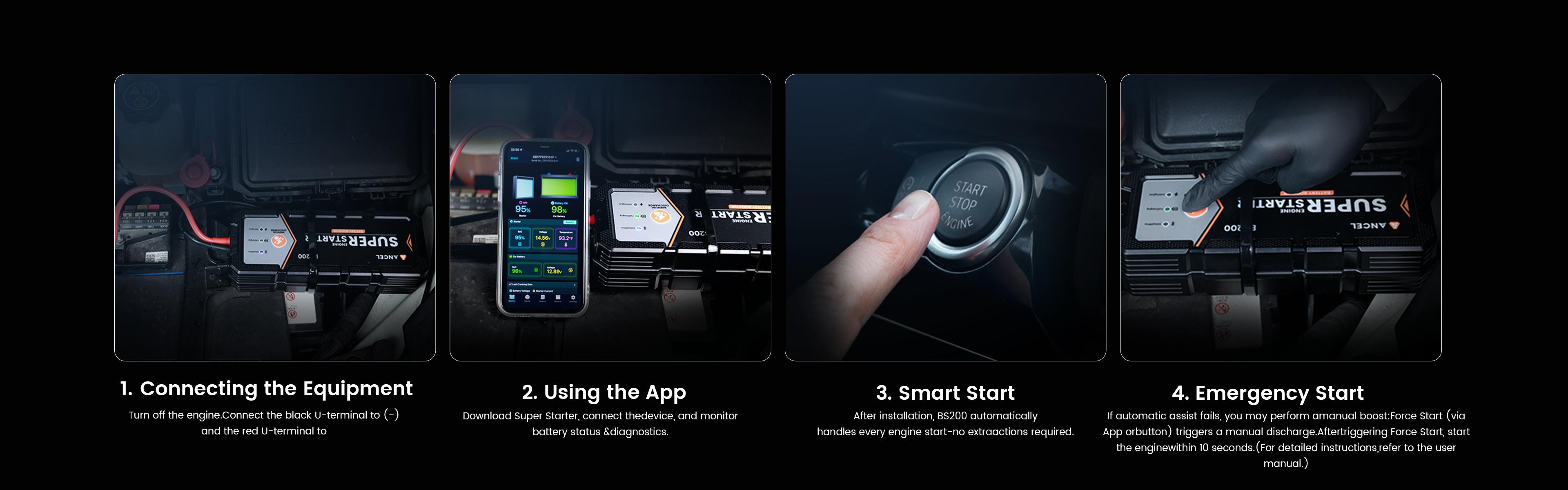 ANCEL BS200 Super Starter for 12V Battery Instant Start Smart App Monitoring Extreme Weather Ready Supercapacitor Technology Fast Charging