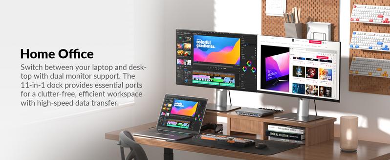 AV Access KD-E10 KVM Switch Docking Station for Laptop & Desktop, 100W Charging, 4K@60Hz Dual Monitor HDMI, 3x USB 3.0, 1G Ethernet, EDID Support