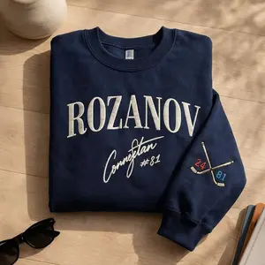 Embroidered Ilya Rozanov Sweatshirt, Hudson Williams Connor Storrie Shirt, Heated Rivalry Inspired Crewneck, Team Hollanov Fan Gift