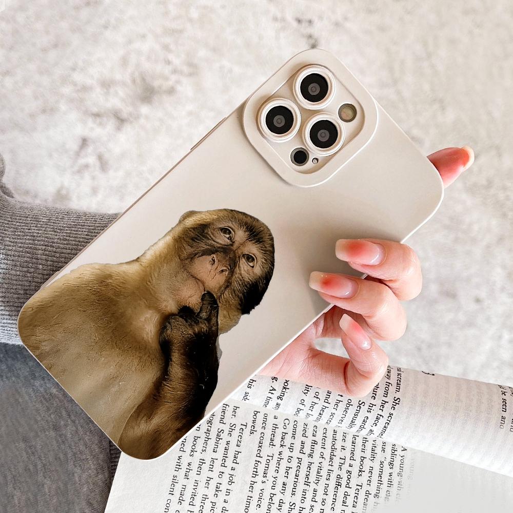 Cute Monkey Meme TPU Soft Silicone Smartphone Cover - Shockproof, Full Protection Cellphone Accessory, Compatible with iPhone 17,16,15 Pro Max,14,13,12,11,X,Plus,Mini